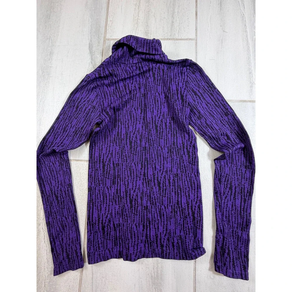 Athleta Flurry Elemental Turtleneck Purple Black Abstract Stripe XXS Top